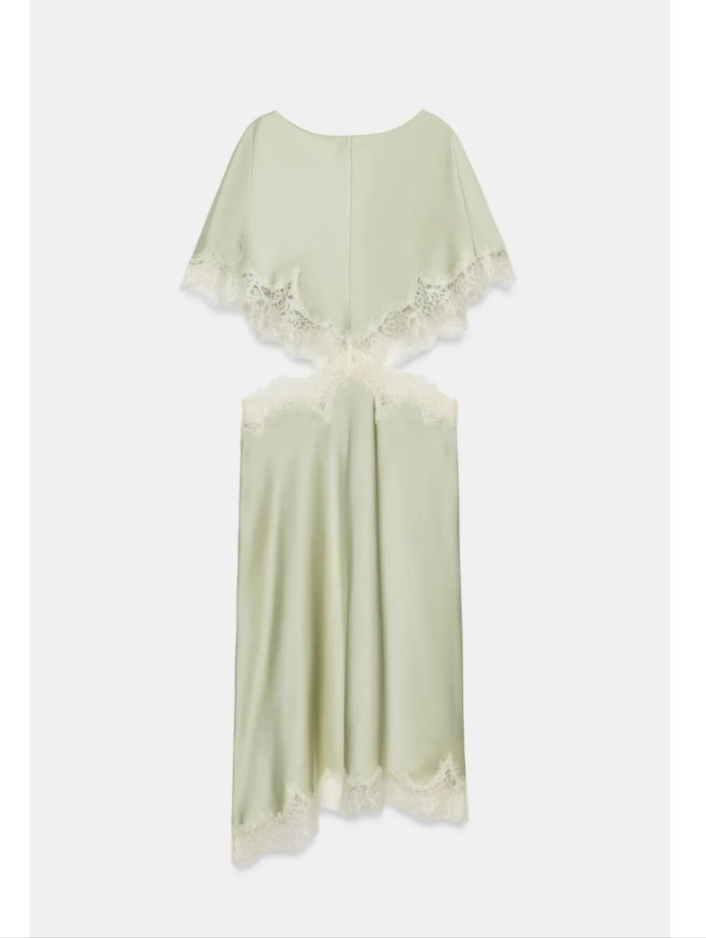 ZARA CUT OUT LACE DRESS MIDI GREEN NEW - Picture 13 of 14